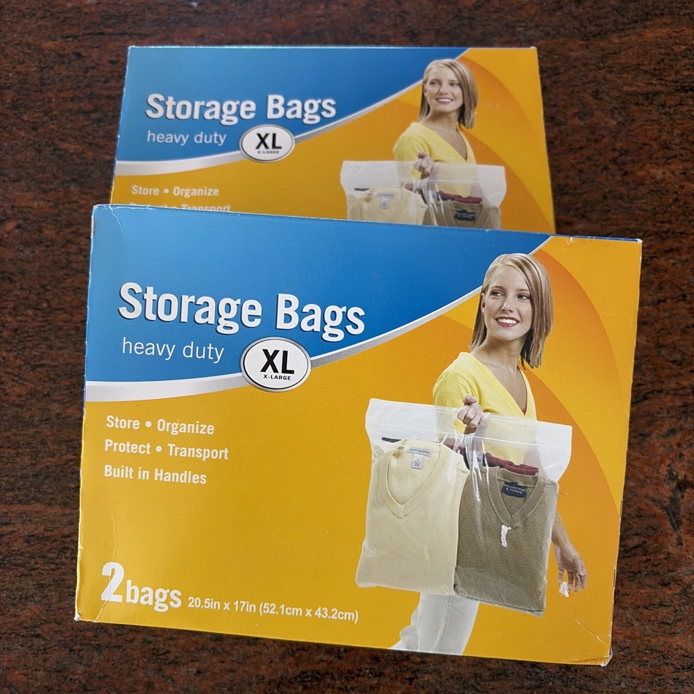 Stor It Storage Bag Clear Plastic Heavy Duty with Handle 20.5x17 NEW 4 bags Lot